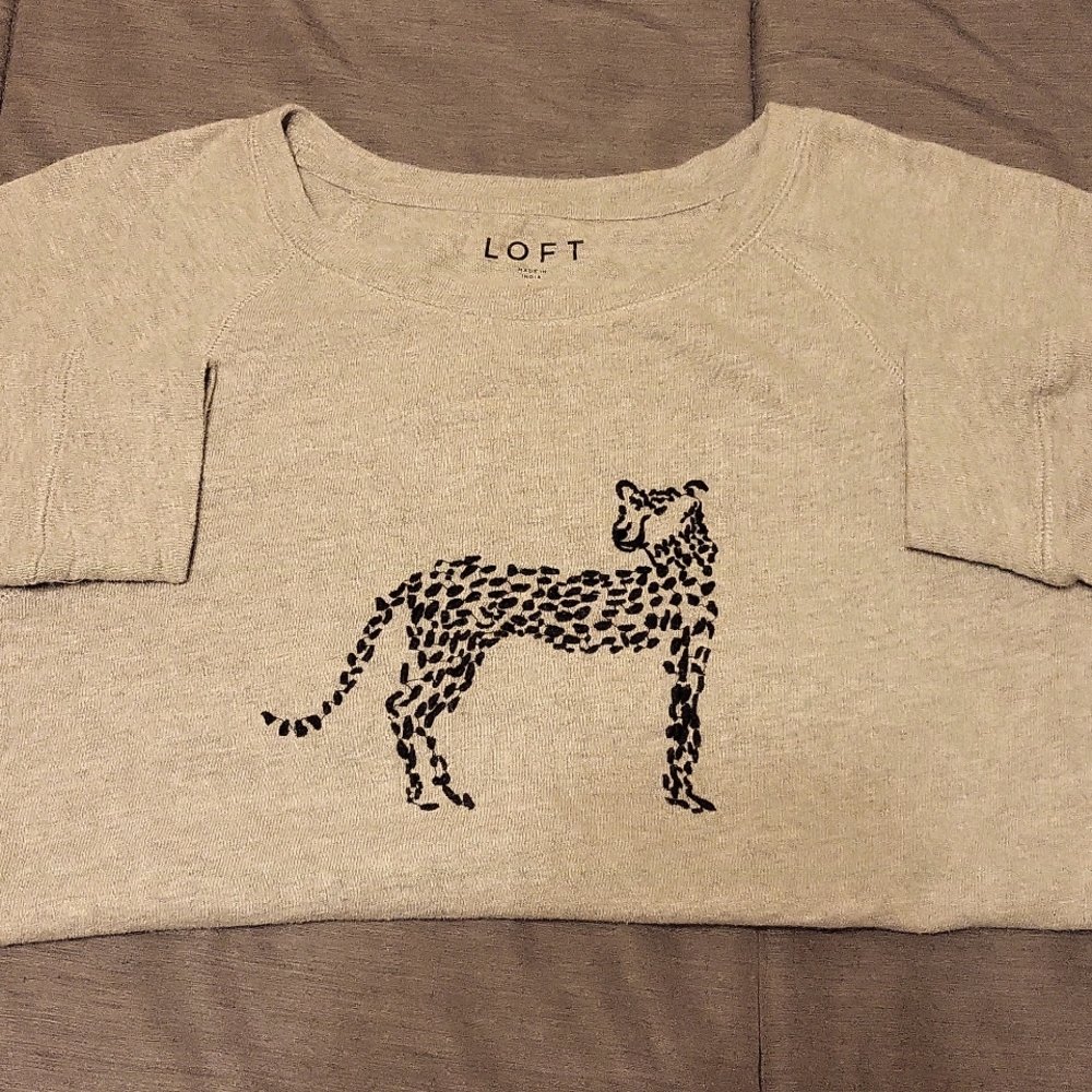 Loft Cheetah Embroidered Top